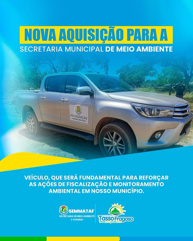 A Prefeitura de Tasso Fragoso acaba de adquirir um novo veículo destinado à fiscalização e moni...
